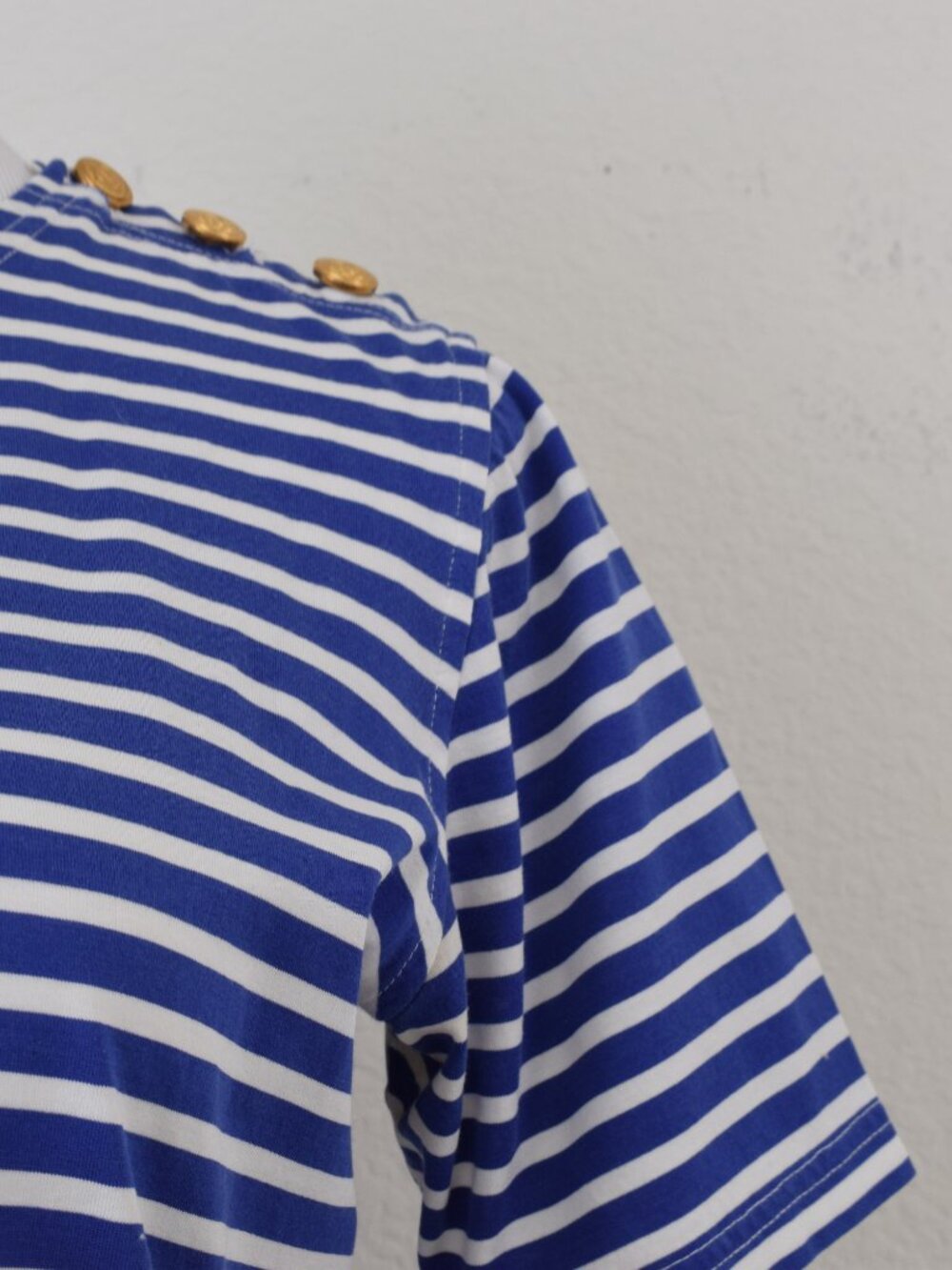 Vintage 90s Blue and White Striped Tee by Liz Claiborne | size S - Picture 7 of 13
